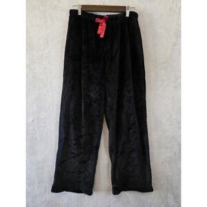 EUC Jeffrey Banks Pajama Pants Womens Medium Black Plush Cozy Lounge Sleepwear